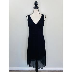 Vintage J. Crew Black Silk Dress Women 8 A-Line Textured Luxe Classic Date Night